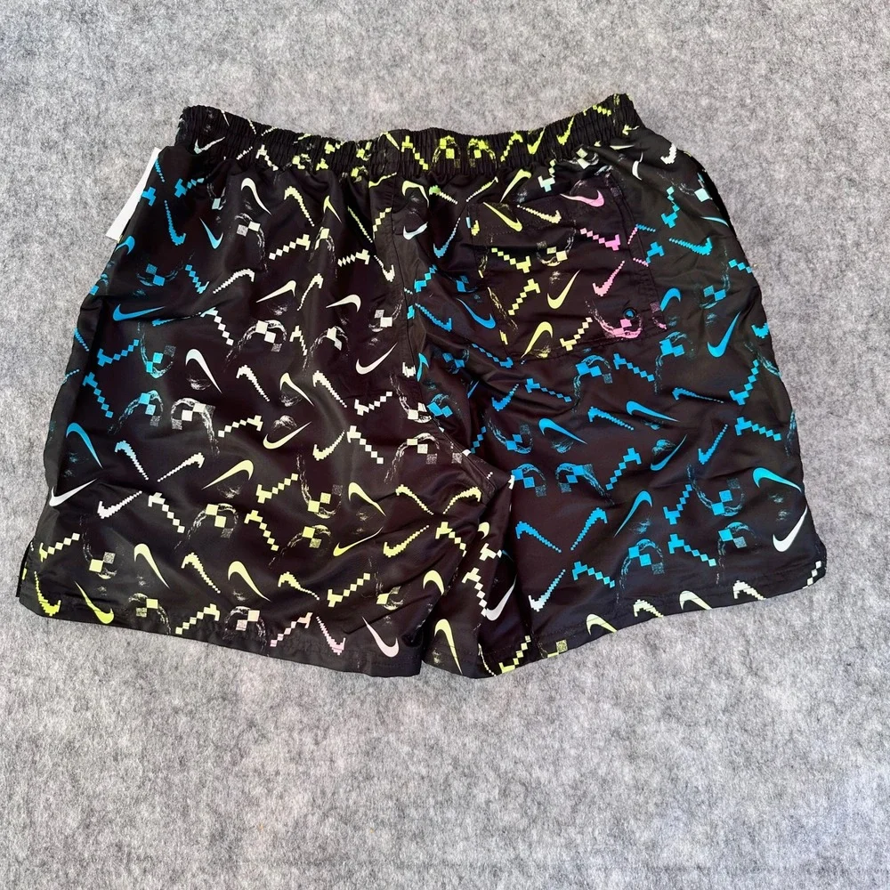 Nike Mens XL Black Pixelated Swoosh Swim Volley Shorts NESSD516-001 NWT